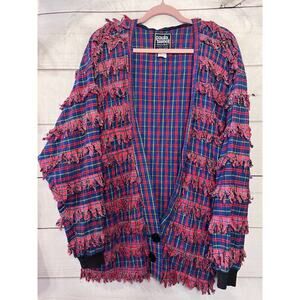 Size Medium paula sweet muslin mink red plaid jacket boho vintage